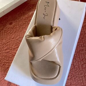 Cute tan slide on sandals